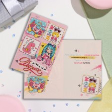 Открытка "Любимой дочке!" глиттер, конгрев, девочка, котики, 12,5х19,4 см