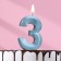 Candle in the Cake "Fine", number "3", blue metallic, 6.5 cm