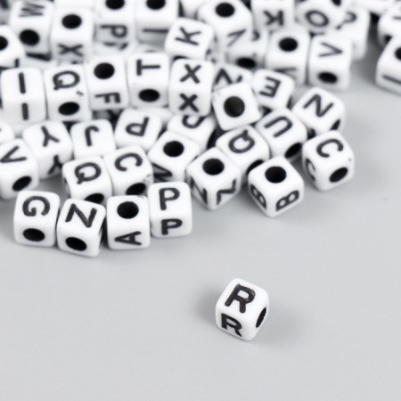 Beads for creativity plastic "English letters on a cube" White set 15 grams 0.5x0.5x0.5 cm 547302-1