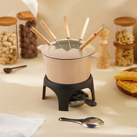 Fondu cast iron with enameled coating SL Home, D = 17 cm, h = 10 cm, pink color-7