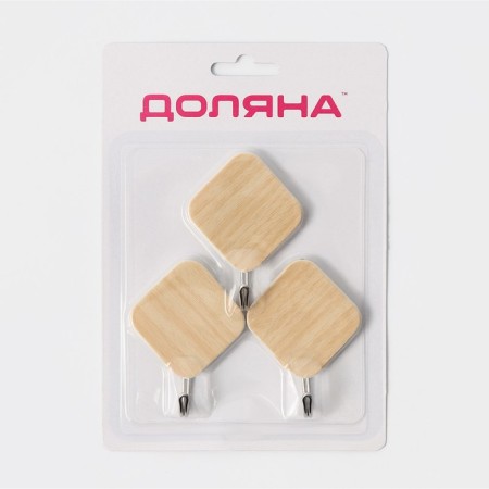 Hooks self -adhesive deed "wooden rhombuses", 3 pcs, color light wood-5