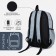 A backpack with a zipper, 3 outer pockets, wallet, gray color