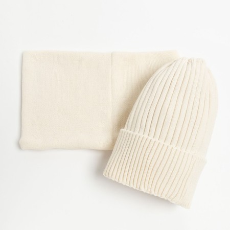 Kit (hat, snood) baby, dairy color, size 52-56-2