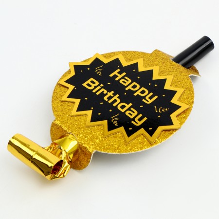 Carnival tongue "Happy Birthday", set of 5 pcs., Golden color-1