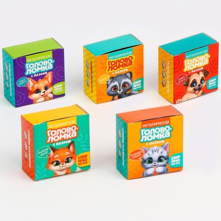 Metal puzzle with puzzles and stickers "Cute animals", mix-7