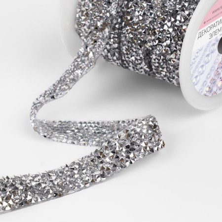 Thermocleic rhinestones, width - 15 mm, 4.5 ± 0.5 m, silver color-1