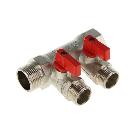 Collector Valtec, with taps, 3/4 "x 1/2" 2 exits, with external thread