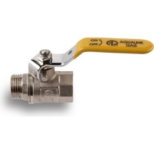 Кран шаровой газовый AQUALINK, PN 16, внутренняя/наружная резьба 3/4", ручка, никелир.