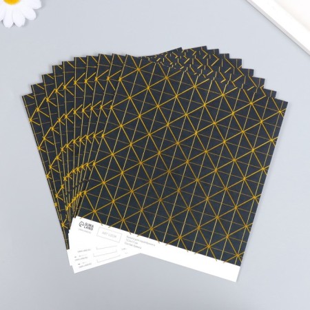 Scrapbooking paper gold "Geometry on black" density 180 g 15.5x17 cm-3