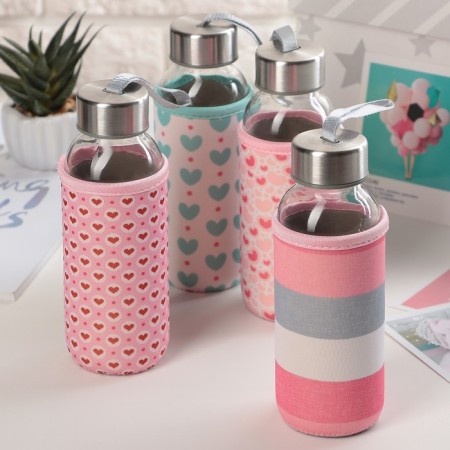 A glass bottle in a Vanilla cover, 300 ml, h = 17 cm, MIX drawing-1