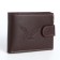 Men's purse on the button, a department for cards, coins, brown color