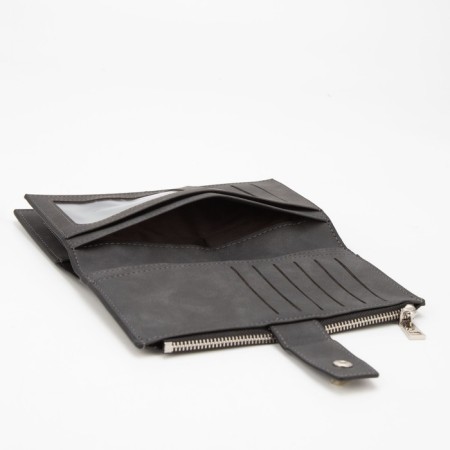 Women's wallet on the button, black color-3