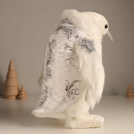 Decor "Penguin in a cape with silver patterns" 19x15x27 cm-1