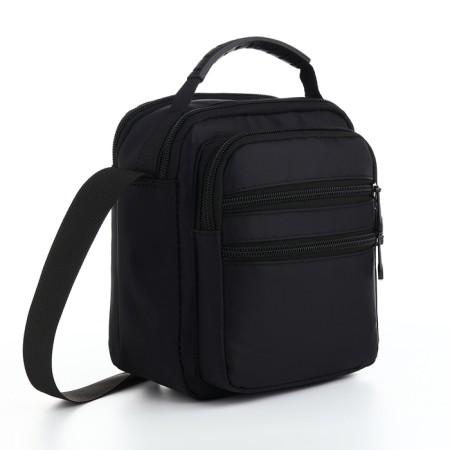 Male bag, 17*10*21 cm, 2 lightning departure, 4 n/pocket, black