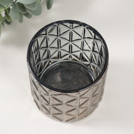 Bank for candles glass "rhombus" Transparent black 200 ml 7x7x8 cm-1
