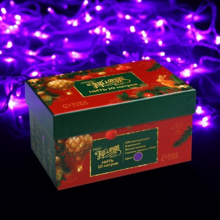 Garland “thread” 10 m, IP44, white thread, 100 LED, purple glow, 8 modes, 220 V-5