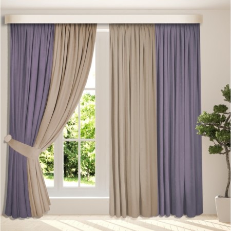 Set of curtains "Canvas", size 200x270 cm, 2 pcs, color purple beige-4