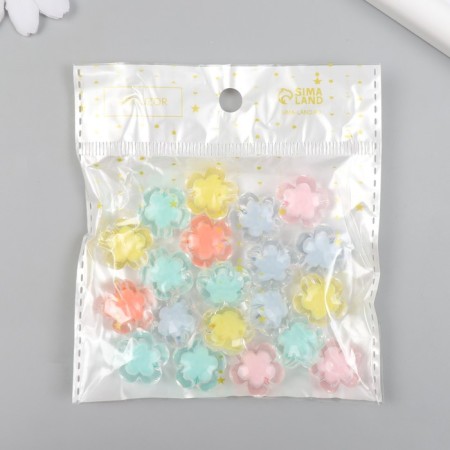 Plastic beads "forget -me -nots with a colored middle" gloss mix 1,7x1.7 cm-2