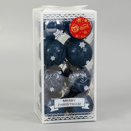 Set of balls plastic D-6 cm, 16 pcs "Melody" pattern, blue-1