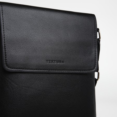 Male bag over the shoulder, Textura, external pocket, black color-5
