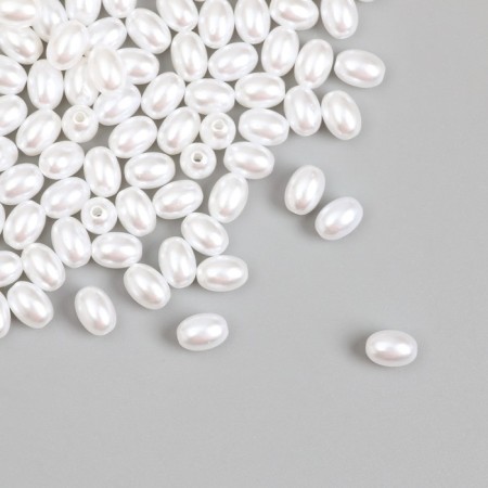 Beads for creativity plastic "Pearls White oval" set 20 grams 0.5x0.5x0.7 cm-1