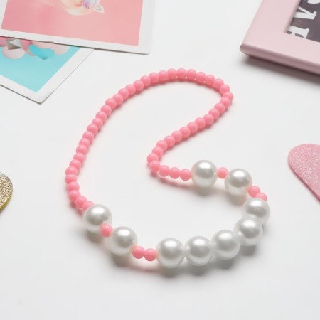 Children's “chosen” pearls, 20 cm, white-pink color