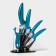 Kitchen kit on the stand “bend”, 5 items: 4 knife, 7.5 cm, 10 cm, 13 cm, 15 cm, vegetable facial, blue color