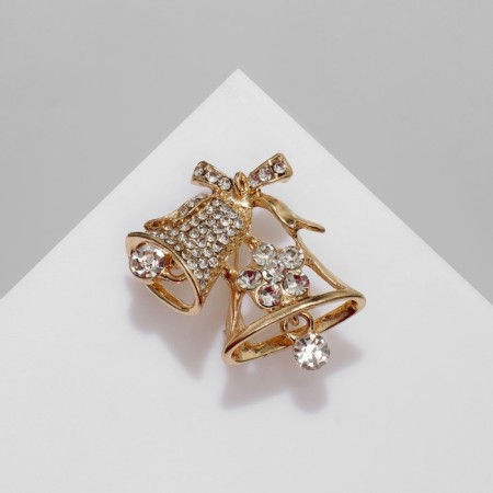 Brooch "Bells", white color in gold-2