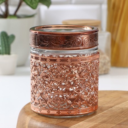 Glass Bank for bulk products "Tsarevich", 650 ml, 10 × 12.5 cm, bronze color