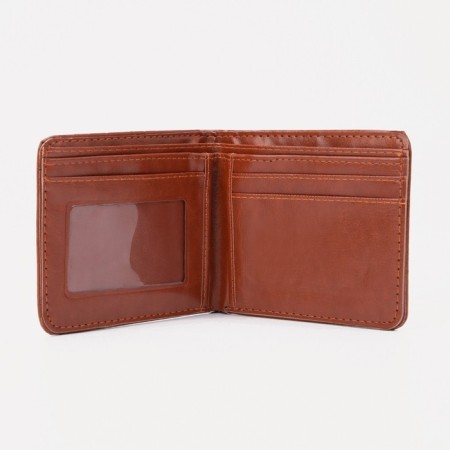 Male purse without fastening, for bills, for cards, brown color-2