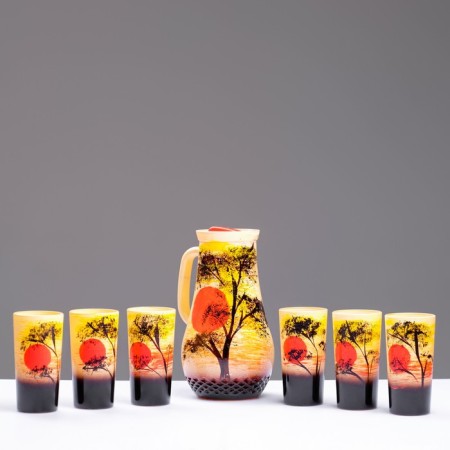 Set for juice "Sunset" art painting, 6 glasses 1250/200 ml