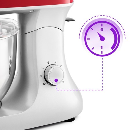 Mixer KitFort KT-1367, Planetarny, 1200 W, 6 l, 6 speeds, red-silver-4