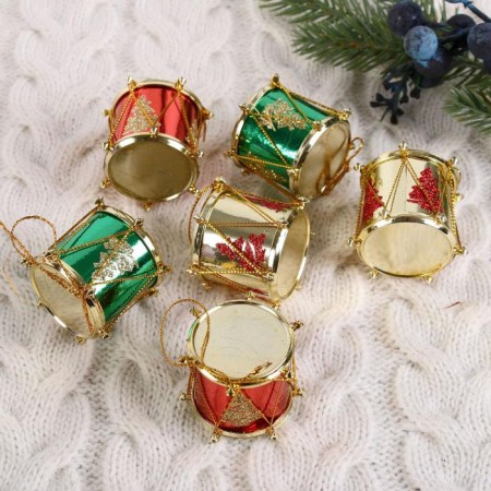 Jewelry decoration "Drum" Christmas tree (set 6 pcs) 3.5x3.5 cm, mix