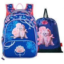 Frame backpack 36 x 28 x 11 cm, Across 198, filling: bag, blue/pink ACR22-198-4