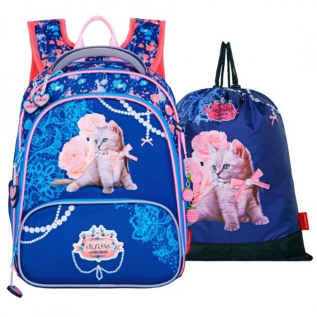 Frame backpack 36 x 28 x 11 cm, Across 198, filling: bag, blue/pink ACR22-198-4