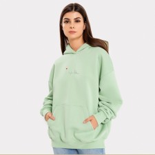 Women's sweatshirt was laid down, the color of the light green, size 44 (s)