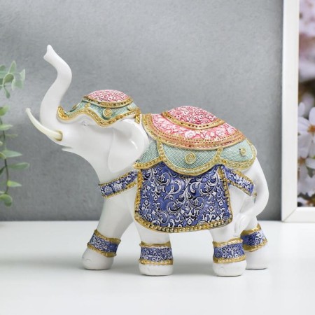 Polystone souvenir "Indian elephant in color blanket with patterns" 19.5x19.5x7.8 cm