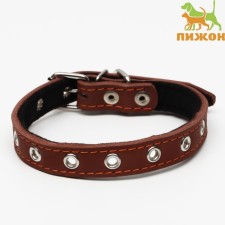 Leather collar on synthetic winterizer, dimensionless, 45 x 2 cm, Osh 18-39 cm, brown