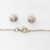 Set 2 objects: earrings, pendant “dew” flower, green-white color in gold, 48 cm