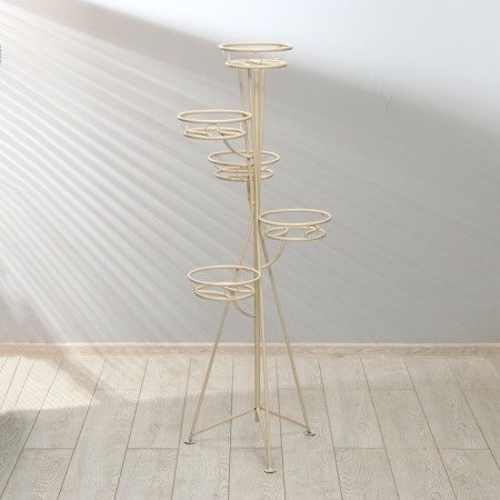 Flowers stand, floor, 5 pots, d = 17 cm, white, "consul"