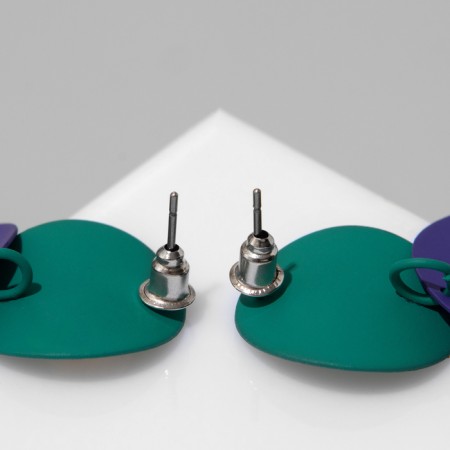 Earrings Metal "ladies" circles, duo, purple color-2
