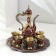 Set of tea jug, 6 glasses and tray "Istanbul. Roses and patterns" red with gold