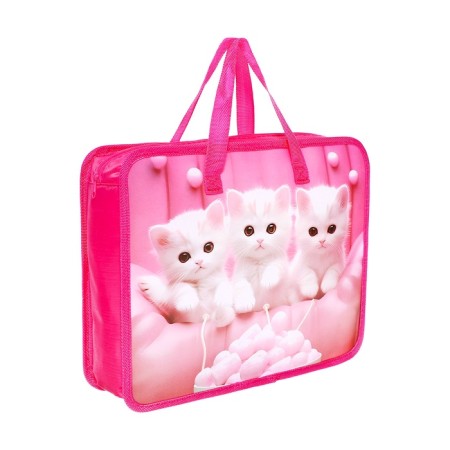 Folder with handles plastic, A4, white kittens