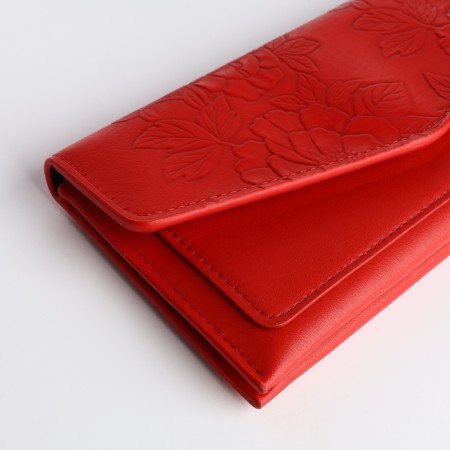 Women's wallet on the button, red color-2