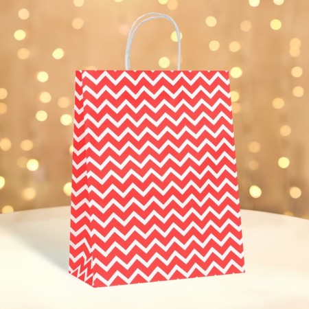Craft package, red, "broken lines", 33 x 26 x 12 cm