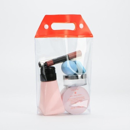 Cosmetic bag on the buttons, the color is transparent/red-2