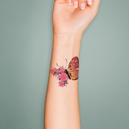 Tattoo on the body color "butterfly-rose" 6x6 cm-2
