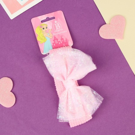 Hair bandage "chosen" transparent bow glist, 16x3 cm, pink-2