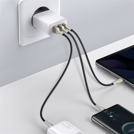 Charger Baseus Compact Quick Charger 2*USB+USB-C, 3A, 30W, White-7
