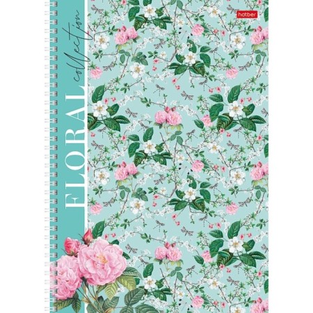 A4 notebook, 80 sheets in a cage on the crest of Floral Collection, covered Cardboard, matte lamination, block 65 g/m2, 4v mix